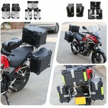 サイドボックス バイク用サイドケース 左右セット 各38L 右パニエ凹み型 ルミ製パニアケース 鍵/取付ネジ 取り付けステーなし 革裏地 防水_画像9