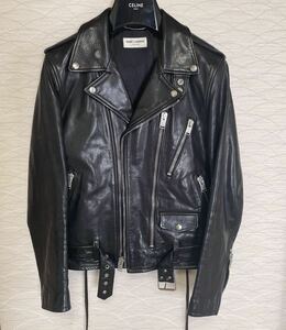 希少Y5CT1品番 13AW サンローランパリ L17 ダブルレザーライダースジャケット 44 エディスリマン Saint Laurent Paris 2013 バイカー