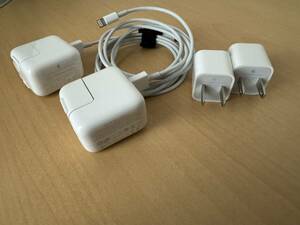 【USED】Apple純正 10W電源アダプタ、5W電源アダプタ＆USB to Lightningkーブル 各２セット