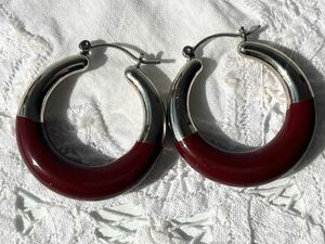  Vintage ** beautiful bai color. hoop earrings vintage pierced earrings