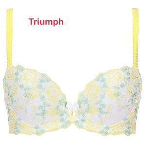 Triumph トリンプ 花柄刺繍ブラジャー C75 ホワイト×イエロー 定価2,750円