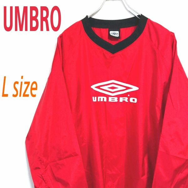UMBRO アンブロ 赤色 両面 ビッグロゴ ゲームシャツ ナイロンジャケット プルオーバー ビッグサイズ