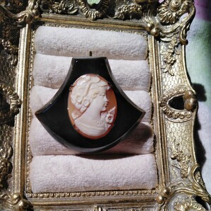 美しい 天然 貝 シェル カメオ ブローチ ペンダントヘッド (台付き) の画像5