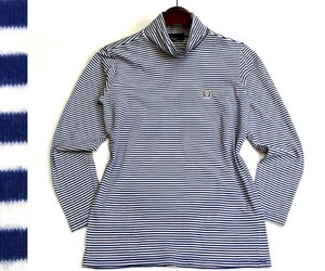 フレッドペリー FRED PERRY タートルネックボーダー長袖ストレッチカットソー カジュアル ゴルフにも サイズS 0306f