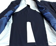【大きいサイズ A7 ウエスト85cm】Perfect Suit シャドーストライプ2Bシングルネイビースーツ 背抜き センターベント 0307j_画像6