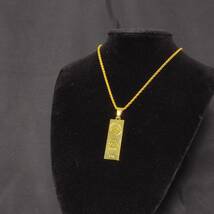 1円スタート インゴット ネックレス 18K Gold Plated 18KGP 鍍金 延べ棒 ゴールド necklace 75㎝ レディース メンズ ユニセックス 157_画像3