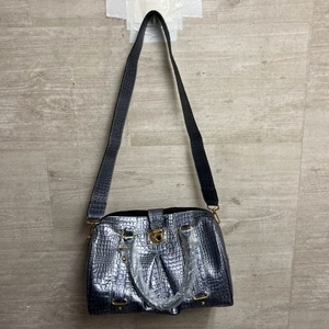 Roxx New York Crocodile Embossed PVC Handbag ハンドバッグ ショルダーバッグ クロコ型押し パープル系【中目黒b03】