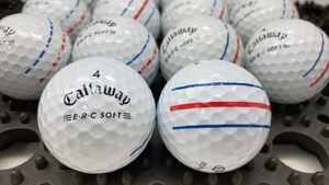 Q218【人気】 Callaway キャロウェイ E・R・C SOFT 2021年モデル トリプルトラック ホワイト 18個【B級ランク】【ロストボール】