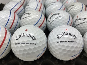 Q147【人気】Callaway キャロウェイ CHROME・SOFT X 2019年モデル トリプルトラック ホワイト Ｂ級 16個【ロストボール】