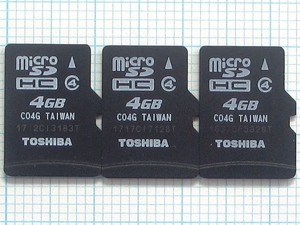 ★TOSHIBA micro SDHC メモリーカード ４GB ３枚 中古★送料６３円～