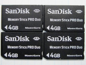 ★SanDisk メモリースティック PRODuo 4GB ４枚 中古★送料６３円～