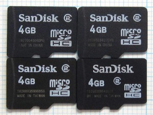★SanDisk micro SDHC メモリーカード ４GB ４枚 中古★送料６３円～