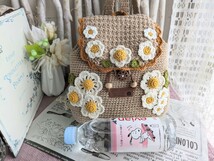 ☆Handmade…手編み※コンパクトサイズのお出掛けお散歩リュックサック※肩紐ショルダー調節可能※1500〜※_画像7