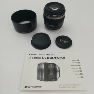 KA★1円～ 中古品 Canon キャノン MACRO レンズ EF-S 60㎜ 1:2.8 USM レンズフード ET-67B、マニュアル付き