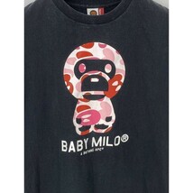 A7946/美品 春夏 A BATHING APE アベイシングエイプ コットン ビッグロゴ プリント 丸首 半袖 Tシャツ カットソー L 黒/メンズ BAPE milo_画像3