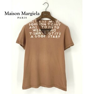 A8093/極美品 春夏 Martin Margiela マルタンマルジェラ 初期 MISS DEANNA期 エイズTシャツ コットン 半袖 Vネック カットソー S程 茶/メン