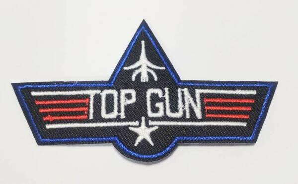 送料無料　TOP GUN　トップガン　上飛行機　ワッペン　アイロン　パッチ　刺繍　アップリケ　のり付き　スマアク