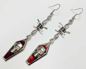  free shipping have . iron line ko fins ... earrings both ear for A silver .... skull skeleton gosi Crocs maak