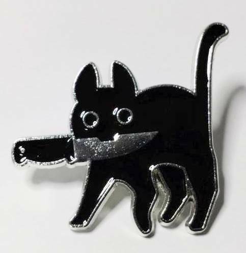 送料無料　猫　ネコ　ねこ　ナイフ　ピンブローチ　ピンズ　PINS　バッジ　バッヂ　アメリカン雑貨　スマアク