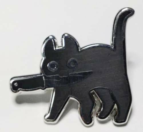 送料無料　猫　ネコ　ねこ　ナイフ　平面　ピンブローチ　ピンズ　PINS　バッジ　バッヂ　アメリカン雑貨　スマアク