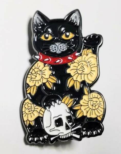 送料無料　猫　ネコ　ねこ　招き猫　サークル　ピンブローチ　ピンズ　PINS　バッジ　バッヂ　アメリカン雑貨　スマアク