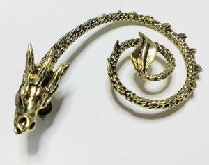  free shipping Cyclone Dragon year LAP earrings A Gold one-side ear for gosi Crocs maak
