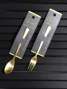 book@-01 reality goods only cutlery Gold spoon Fork set coffee spoon hime Fork 