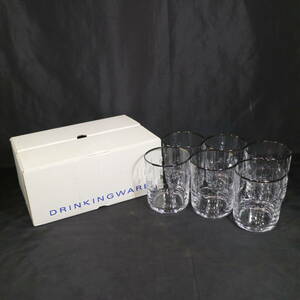 HOYA クリスタル DRINKING WARE ガラス製 クリア モダン グラス 金彩 6点セット 洋 食器 テーブルウェア コップ グラス 