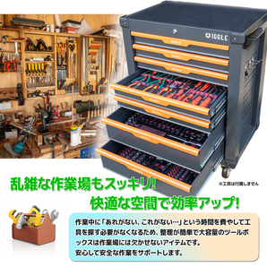 ツールボックスキャビネット ツールボックス 工具箱 7段 鍵2本付き 移動型 キャビネット キャスター付き 大型 新品未使用 訳アリ品 zhn03の画像3