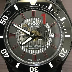 美品　エドックス　腕時計　クラスワン　オートマチック　クロノオフショア　80088 37N NRO2　ブラック×レッド　稼働　