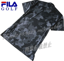 ■新品【FILA GOLF】フィラゴルフ カモ柄 QUICK-DRY吸汗速乾 ストレッチ モックシャツ■BK/LL(XL)_画像3