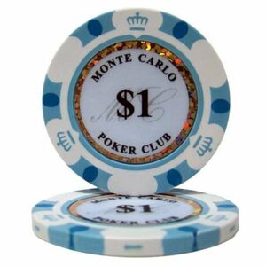 50枚セット $1 ポーカーチップ モンテカルロ カジノ コイン クレイ プラスチック ゴルフ ボール マーカーグリーンマーカー ギャンブル