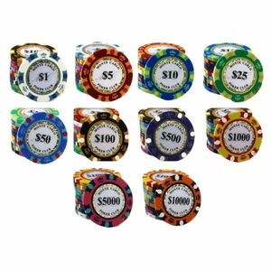 10種類×5枚 合計50枚セット ポーカーチップ モンテカルロ カジノ コイン クレイ プラスチック ゴルフ ボール マーカー