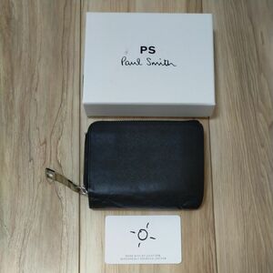 【難あり】ポール・スミス Paul Smith 二つ折り黒財布