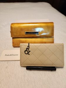 【中古品】PINKY＆DIANNE 長財布 カード入れ パスケース ゴールド 携帯ケース 