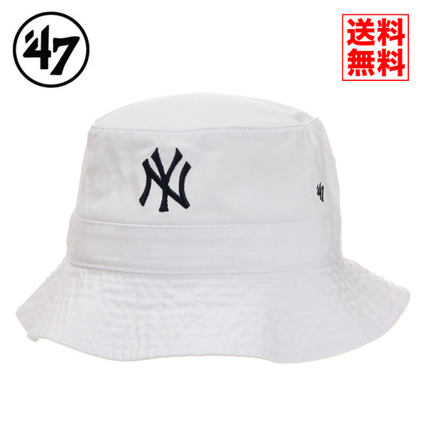 【新品】47BRAND NY ニューヨーク ヤンキース バケットハット 白 帽子 ハット バケハ 夏 キャップ メンズ レディース B-BKT17GWF-WH