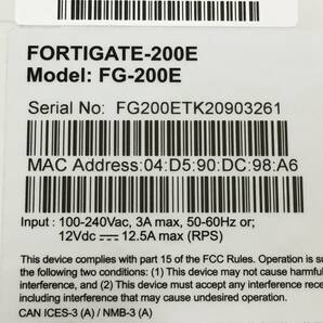 〇【良品】FORTINET Fortigate-200E FG-200E ファイアウォール ケーブル付属 動作品の画像8