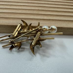 【0422】ヴィンテージ アクセサリー 真珠 刻印あり K18？ブローチ 1円からの画像5