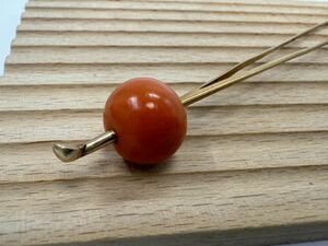 [0101] Vintage accessory .... sphere ornamental hairpin . coral K18 1 jpy from 