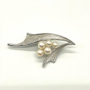  Mikimoto MIKIMOTO brooch metal silver plating pearl pearl 6.8mm 8.4g