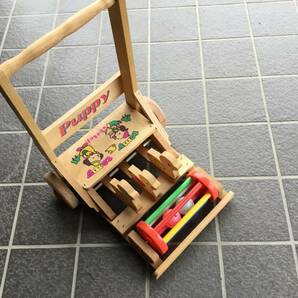 新品箱入り 昭和レトロ 幼児向け 木製押し車の画像5