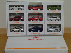 TOYOTA COROLLA：トヨタカローラ 40th Anniversary 9台セットBOX 初代~9代目 プルバックカー ドライブタウン