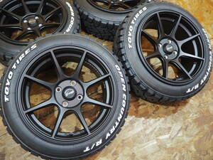 ★軽量★165/65R15 7J+30 4H100 新品 ブロックタイヤ ホワイトレター 人気 8本スポークホイールset 1台分 TAFT SOLIO カスタム 逆ゾリ MBK