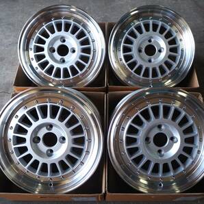 ★旧車 スタンス★15inch 7J+35 4H100 新品 人気 深リム メッシュホイール 1台分 タイヤset可能 アクア シビック 軽トラ カスタム シルバーの画像1