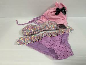  new goods |Ravijourla vi Jules pattern thing dot holder neck swimsuit set sack attaching |F| gray p|R0450-3788