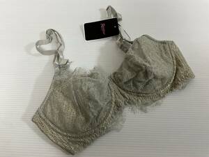 ［1円スタート］ R89／新品／Ravijour ラヴィジュール　ラメ入りシースルー単品ブラジャー／D70／グレー／R624801