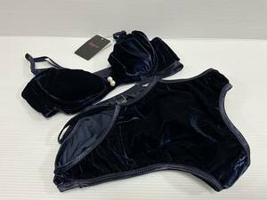 R34／新品／Ravijour ラヴィジュール　真冬ブラショーツセット／F／ネイビー／R797301