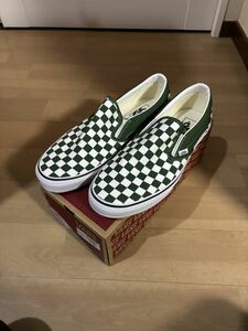 [ new goods 28.5cm]VANS classic slip-on checkerboard Vans checker slip-on shoes green × white 