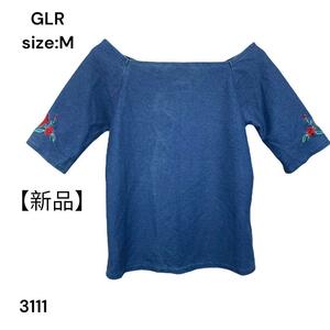 新品　グレイル　GRL シャツ　デニム　刺繍　半袖　Ｍ　おしゃれ　かわいい