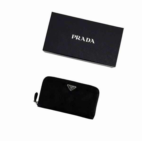 早い者勝ち PRADA プラダ ナイロンxレザー ロゴプレート 長財布 ブラック 黒 男女兼用